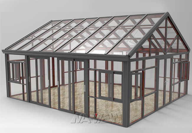Bestellte moderner Giebel-Dach Sunroom-Kathedralendecke Sunroom im Freien voraus 0