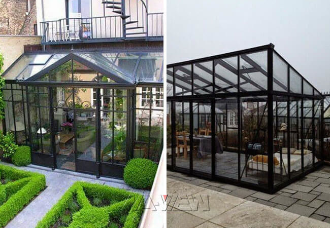 Kundengebundenes Schwarzglas-Gewächshaus mit PVDF-Beschichtungs-Oberfläche für Haus 2