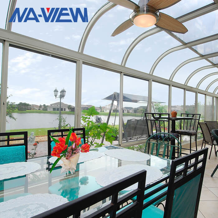 Gebogene Dach Sunroom-Vorderhaus-ganzjährige Raum-Zusätze nach Maß fournisseur
